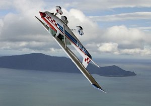 Doing some aerobatics near Kapiti Island, New Zealand